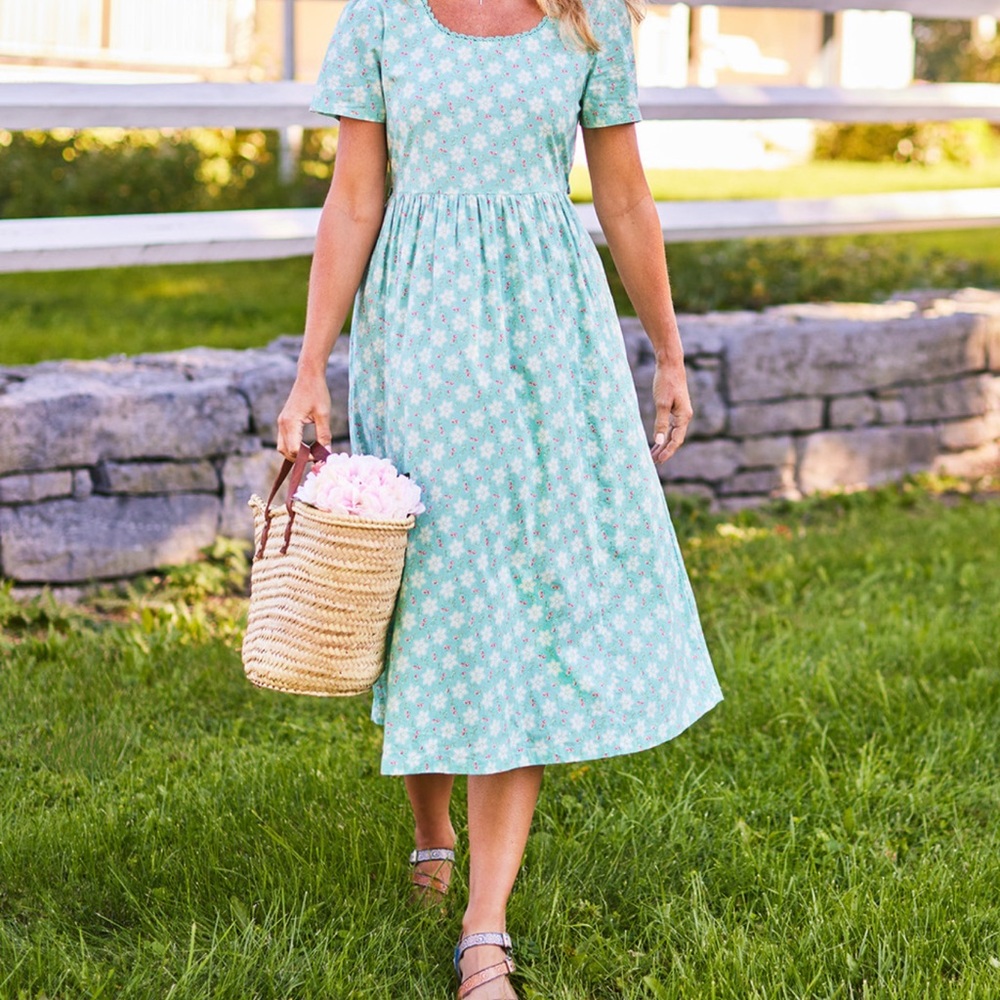 April Cornell county pocket Mint Floral Midi maxi Dress size L